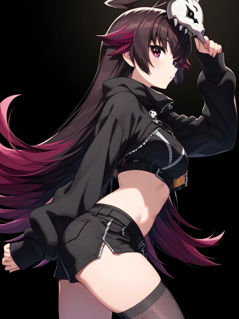 Mature face,tall, (Ink blotches:1.1), (pale:1.2),(purple:1.2),(Red/Black:1.2), Wearing black tights, Wearing a hoodie, He wore black trousers, whole body黒の服, The skin is hidden, I was wearing long pants,cool,Dressed in a black robe, Toned body, Wine red hair, one big woman,Updo, Nervous,Cowboy Shot, sketch (Character design sheet, same characters, whole body, Three-View, front, ~ ~ ~ side, return),(Very bright:1.1), White Background, [1 Girl:7], (Tilt your head:1.2), ([sketch|watercolor \(Moderate\)]:1.15),Chaotic Abstract Background, Vector Trace, Gradient Blending, Bright colors, that&#39;wonderful, Very detailed, Complex, (Very low contrast:1.4(