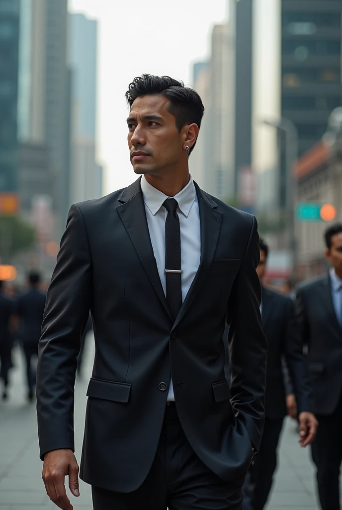 cyberpunk, indian man in a suit and tie standing in a narrow alleyway, 3-piece-suit, three piece suit, wearing dark grey suit, wearing black grey suit, wearing a stylish men's suit, tan suit, grey suit, grey pants and black dress shoes, stylish suit, with a business suit on, handsome and elegant, curly long hair, short neck, wearing suit, wearing a suits