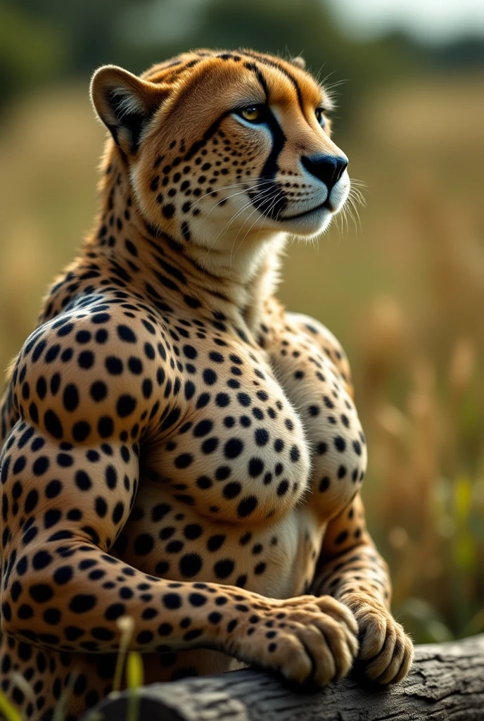 ((extremely detailed)), anthro furry (cheetah), ((((solo, 1boy, )))), ((bodybuilder, veiny muscles,)), ((jockstrap)), ((((realistic fur)))), (((outside background, photorealistic))),