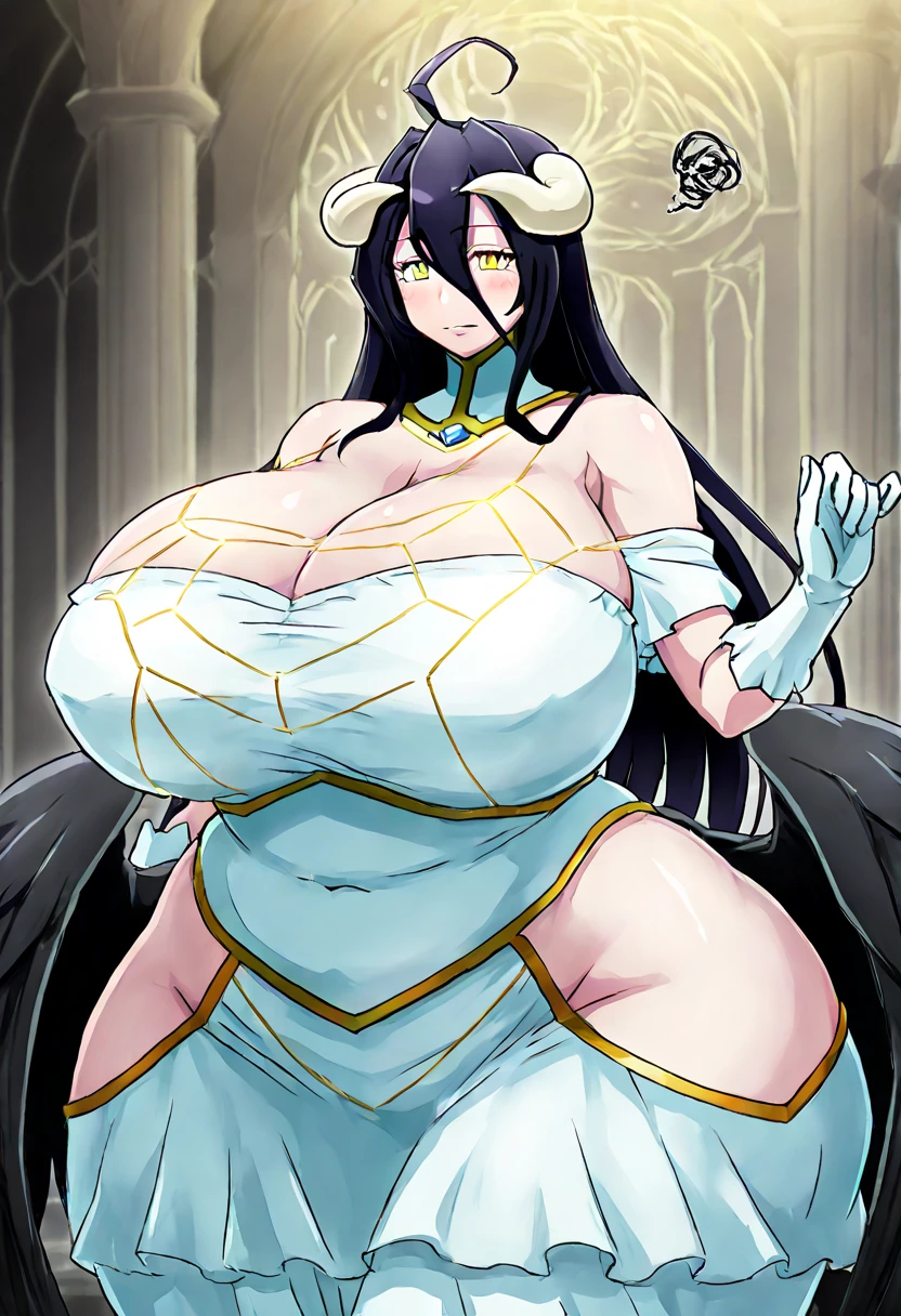 Melodia - Disgaea, long dress, huge breast, princess, walking, forest, smile, angel wings, two feet