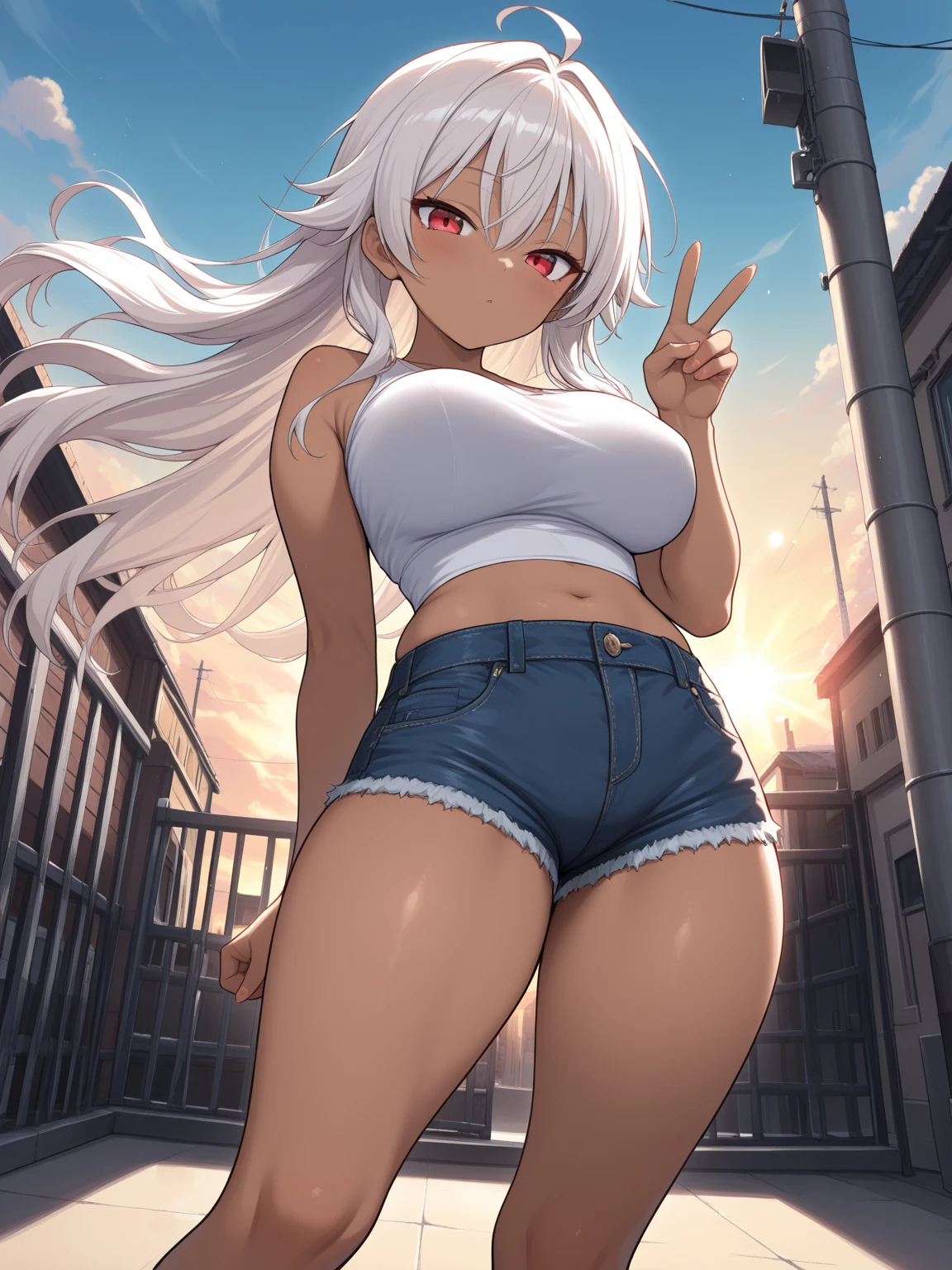 Obra maestra, La mejor calidad, 1girl,1child, Pov, sexo, sexo analo, sexo vaginalo, Pennis, Cuerpo desnudo, cuerpo desnudo,medio cuerpo, Pov, sexo, grande, piernas abiertas, tetas grandes, ojos grandes, They are smiling, cana, brown skin, cuerpo musculoso, cuerpo tonificado, Orejas de conejito, Mujer madura, techo, techotop, Edificios de la ciudad