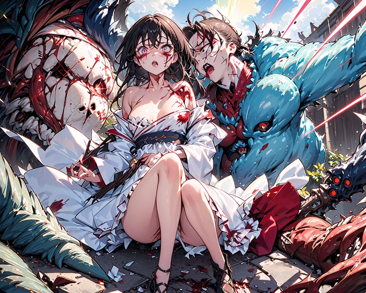 Halloween、In a Western-style building、supright straddle、vaginale,sex、hug、from side、Vampire、Frankenstein、Bat、Pumpkin、Mummy Man、Both eyes open、Hardcore、Nipples、Being raped、Deepthroat、Oral sex、Blowjob、Big dick、Pussy、Covered in semen、Many large bruises、Girl、Girl、Short、Younger、Lower school year、Baby Face、flat chest、Watery eye、Marks of being beaten、Violence、Fashionable clothes、Dynamic Angle、masterpiece、best quality、ultra-detail、scar、My hair is messy、Your clothes are torn。witch、zombie、吸Blood鬼、clown、Prisoner、Police、Sister、Blood