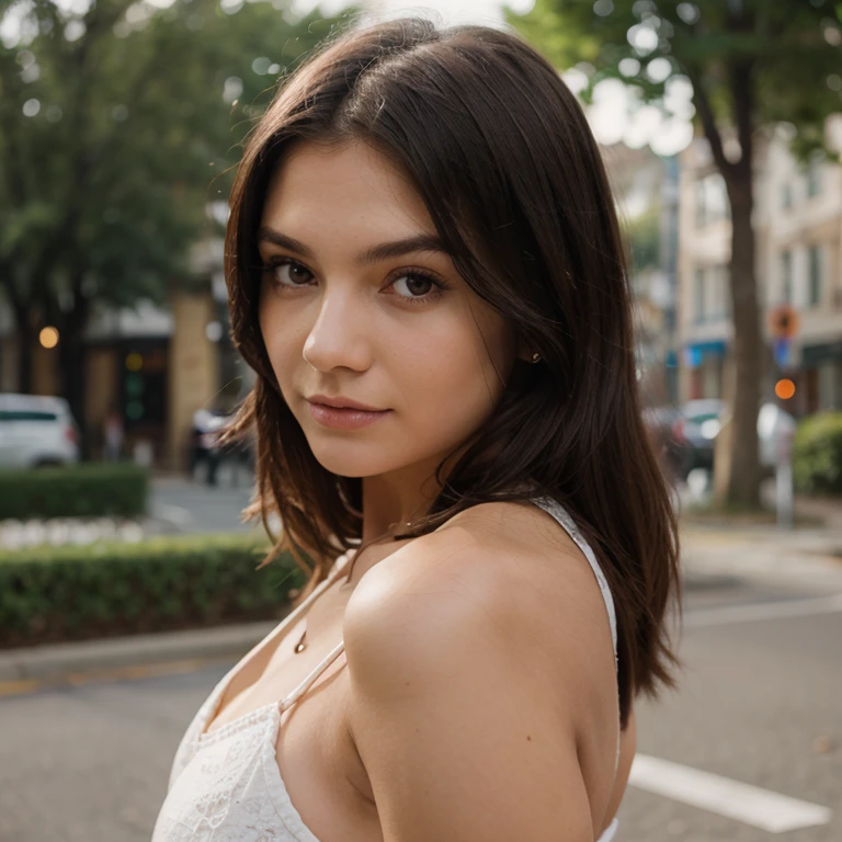 Girl, 20 Jahre alt, lange rote Haare, Sommersprossen, on a festival