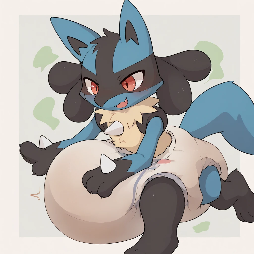 Pokémon、Riolu with an erection、Erect penis、Arms restrained behind the back、in the forest、 ((Trembling、A lot of semen、Intense 、))