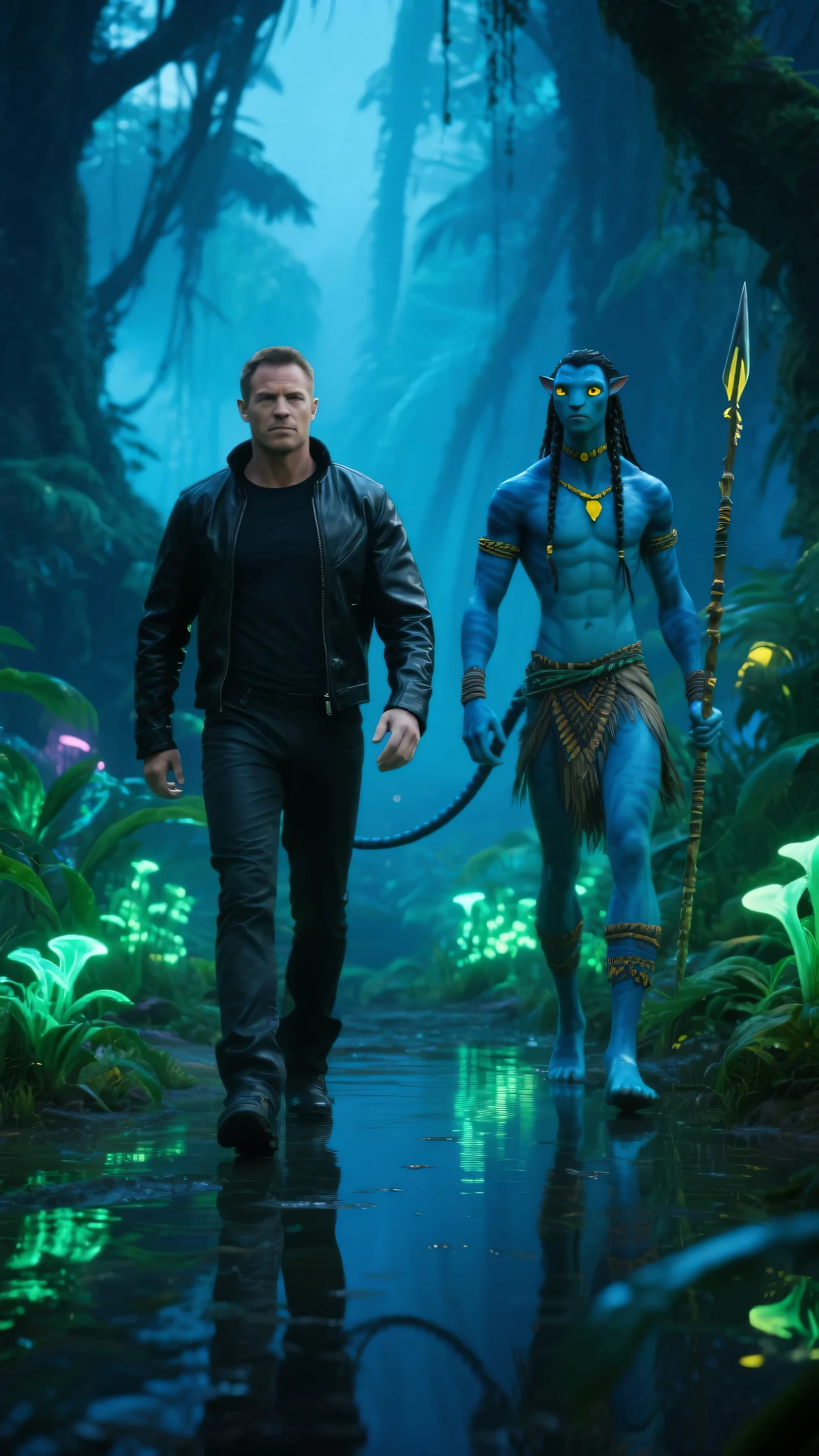 Avatar and Vin Diesel talking in the forest
