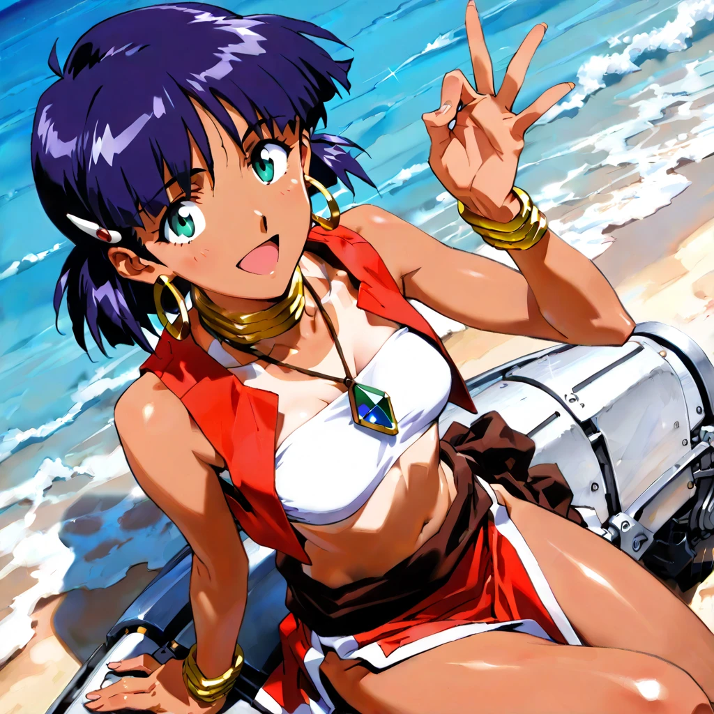 Ayako Katagiri,nude,tits,smile,1 person,blue sky,sexy,(masterpiece, Highest quality, Highest quality, Official Art, beautifully、aesthetic:1.2), (Good lighting:1.1), ((High resolution)),Abdominal muscles,Healthy Beauty,Ocean,Sandy Beach,Nipples,completly naked,Sunburn