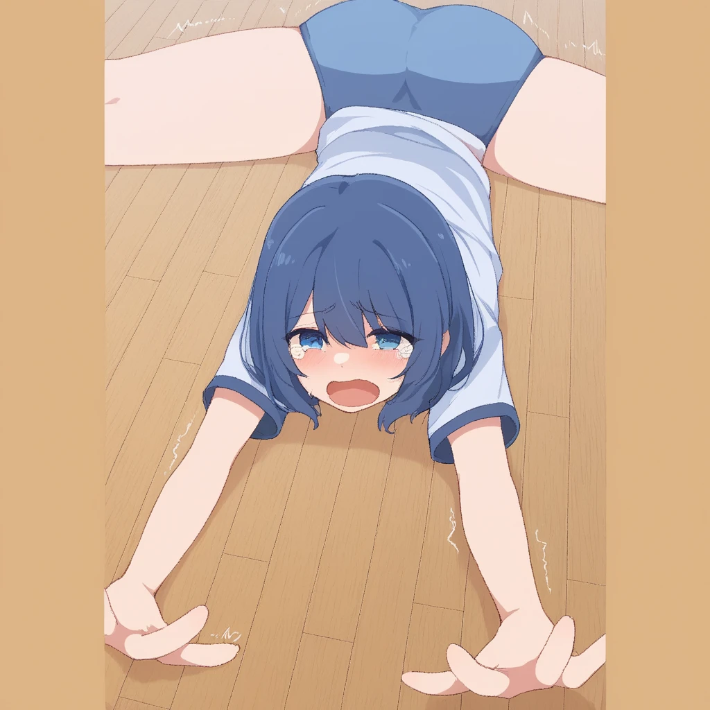 15-year-old female、Frightened expression、During class、Caught naked、crowd、Prostration