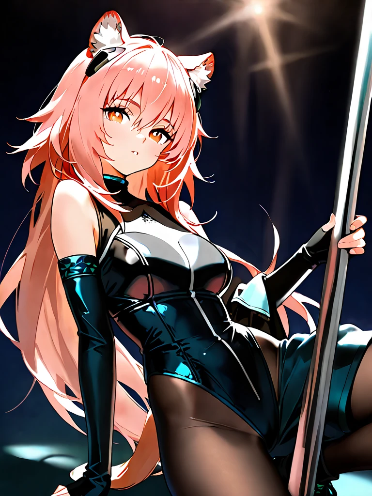 Anime girl, cat ears, pink hair, ice mage, white dress, icy landscape, cat ears, cleavage, breasts, sexy, cute, smooth animation style