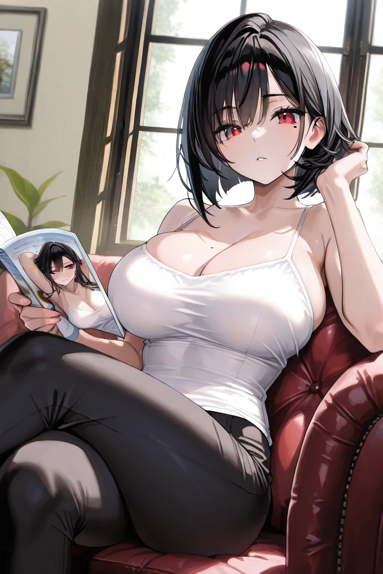 mature japanese milf、short hair、big breastarried woman、sunburn後、sunburn、sports bra、Breasts away from cleavage、black hair、nsfw、Sex、sex、masturbation、Pussy、pubic hair、これからSexする、Pussyが見える、On one side, her breasts and nipples are visible.