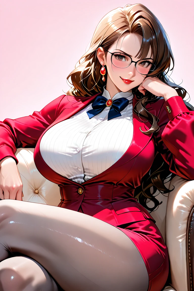 Korean idol girl Mature Woman Short wavy blonde hair with bangs (Bright red rouge lips) Big Breasts 超Big Breasts Chubby Plump Big Butt Wet ass ((Rimless glasses)) Big eyes ((Khaki blouse)) ((Shiny enamel tight skirt)) ((Knee-high boots)) garter belt 8K Photorealistic Dark basement ((Turn around and make eye contact)) ((stick out your butt on all fours)) ((Depiction from directly below)) bedroom look down