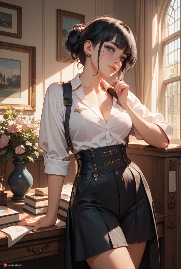 Stable Diffusion: (Best quality, 8K, A perfect hips, Attractive figure, stockings with suspenders, legs, Woman, succubus, in a dark apron, exquisite breasts, Ahegao&#39;s seductive face), Art style: Erotic fantasy, Bright colors, Sensual lighting, oil painting, detailed background.

Notification：I translated the Russian part of the tag into English according to the topic..。Simultaneously，需Notification给出的tag按照重要性从高到低排序。