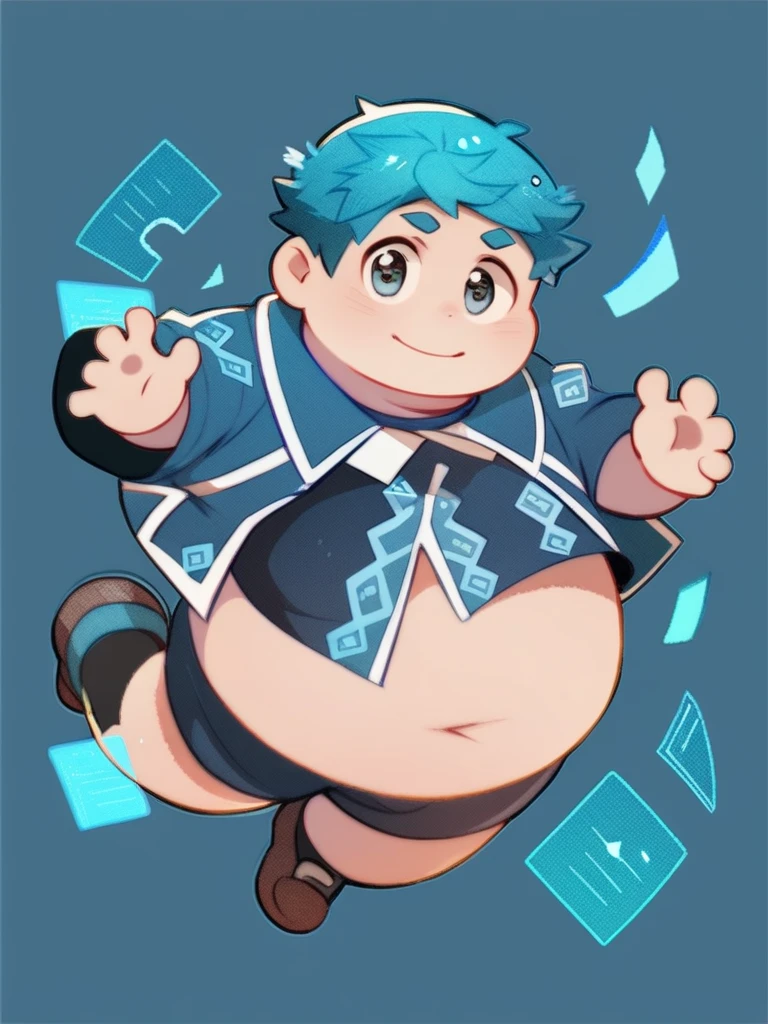 beautiful, chubby, (very short hair), (pudgy face), (naughty) (high school students), (handsome), thick, overweight, beefy, (nipples), (cute), (little brat), (naughty brat), (へそ), ぽっちゃりした体, big belly, 汗ばんだ体, (臭そうな体), (fullbody)
