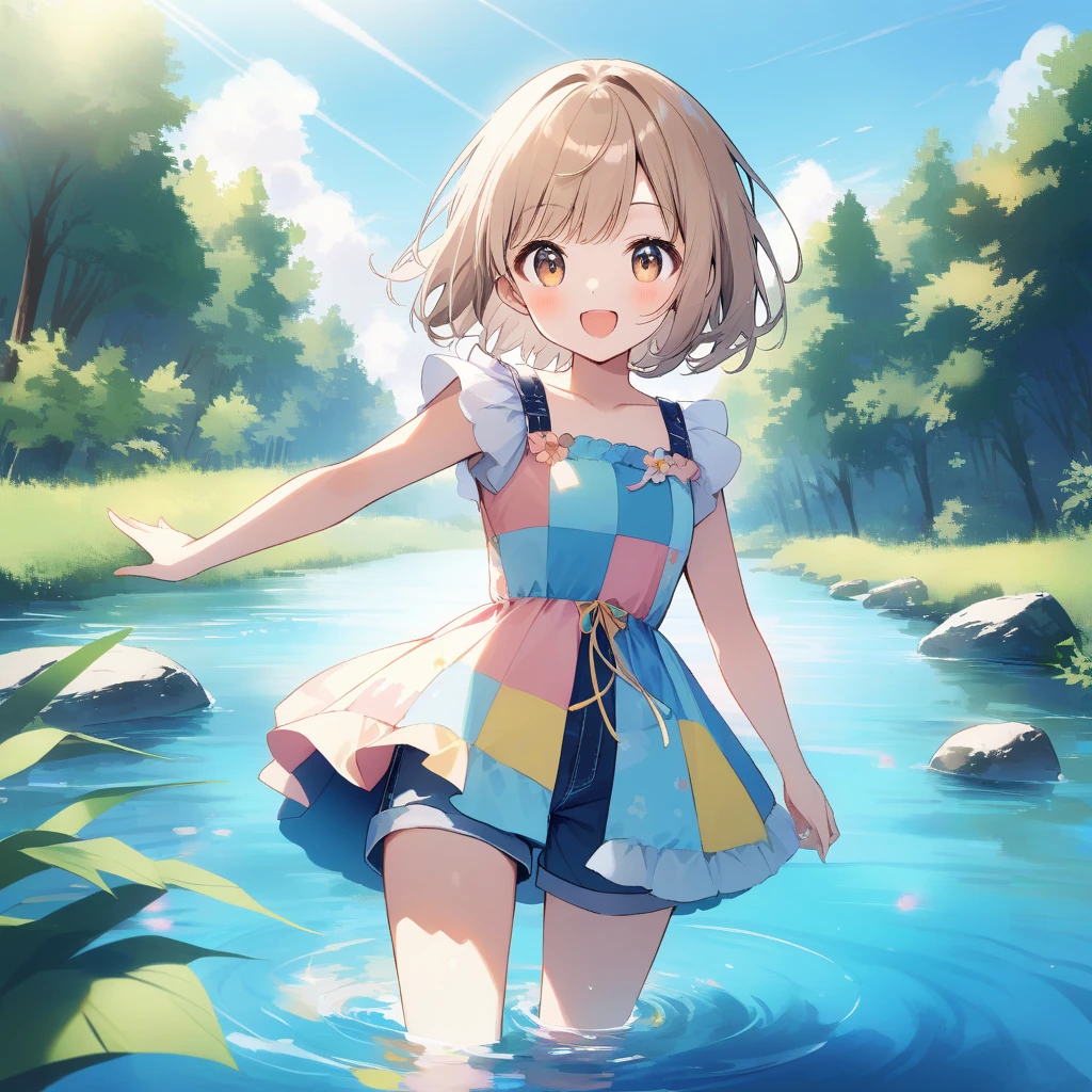 (8k, RAW photo, best quality, masterpiece, highres, absurdres, ultra detailed:1.3),(Photography, realistic, photo-realistic:1.4),(beautiful natural lighting, beautiful deatailed shadow, beautiful detailed glow :1.4),atmospheric,
BREAK 1 beautiful girl,(Cute:1.5),(Chibi:0.5),(kawaii:2),(:2),(7 year old girl),(Solo:1.65),BREAK,(flat chest:1.15), (tan skin:1.6),(tanlines:1.45), ,Shy,One beautiful,Colossal tits(Hair Bow, reddish brown hair, Twin-tailed:1.2),(Brown eyes, long eyelashes, Double eyelids:1.4),Shiny skin,BREAK,Star \(symbol\, (gloves, White Gloves:1.3), (bug, Dress,polka dot:1.3) ,(long boots:1.2),(:d, laughing, blush:1.4) , BREAK //1girl,
BREAK
1girl,
BREAK
(Alice's Adventures in Wonderland:1.4),(botanical pattern sundress:1.3), cleavage cutout, bare foot,straw hat,
BREAK
(blurred background, depth of field, in summer, outdoors, nature, water, gorge, clear stream, mossy rocks, blue sky, diving jumps, splashing water:1.45),
BREAK wakame,wakame,wakame,(cowboy shot,from front:1.4) BREAK Sketch of transparent manga girl drawn with neon purple pink lines, sitting at bus stop, countryside scenery, summer day, blend of 3D photography and 2D line art, nostalgic atmosphere.