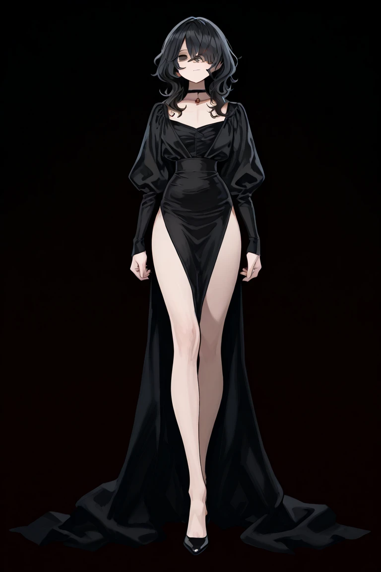 long cool woman in a black dress