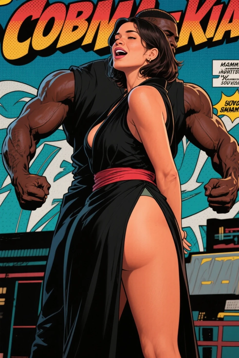 1 girl, bare shoulders, black hair, medium breasts, (muscular legs), muscular belly, wide hips, thin waist, (((clock eyes))), (wearing a very short and sexy bikini), (((in the bedroom from motel))), full body, hair band, (with her back to me showing her big ass to me), heterochromia, black high heel shoes, lolita hair band, long hair, Looking at the Viewer, red eyes, smile, alone, symbol-shaped pupils, (Kurumi Tokisaki), twintails, yellow eyes,