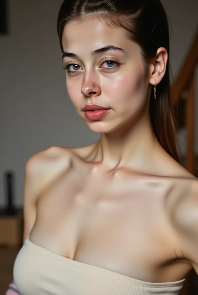 European woman, (((wide hips: 1.5))), 8k, absurd res, ((wide eyes: 1.4)), flawless face, girl with a soft body, nude, naked, ((chubby)) out of shape, ((nude)), same girl, 1girl, average mature body, natural body, ((super wide hips: 1.3)), small flat butt, sagging butt, saggy butt, full body image, 1girls, solo, masterpiece, highly detailed, detailed eyes, expressive detailed eyes, pale skin, wide eyed, detailed pupils, completely bare, ((naked)), realistic skin , blush, some freckles, realistic skin texture, ((small breasts: 1.3)), blushing, super detailed skin, smooth background, shy face, analog style, hairy crotch, (chin length hair), very large labia, swollen pussy, pussy is dripping, ((short dark hair: 1.5)), dark blue wallpaper, spreading her labia, blushing, no shirt, topless, bottomless, super detailed skin, smooth background, shy face, (broad fat hips), ((laying on her back)), (((masturbating: 1.4))), ((legs spread)), ((squatting)), ((showing her pussy)), grasping for the viewer