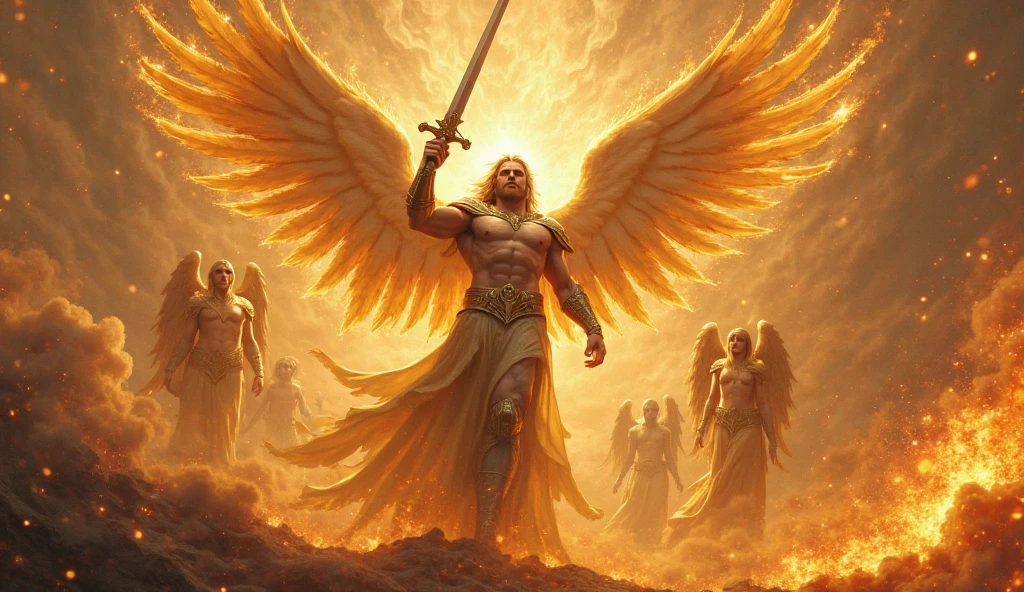 male angels holding sword
