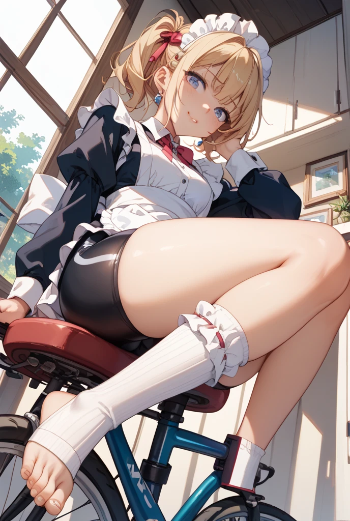 top-quality、Full limbs、complete fingers、Slender beauty、ssmile、Wearing a school swimsuit、She is wearing a white long-sleeved blouse with open buttons.、Wear knee-high socks、darkened room、Lean forward and look at me、Put your hands on your buttocks、Raking up your hair