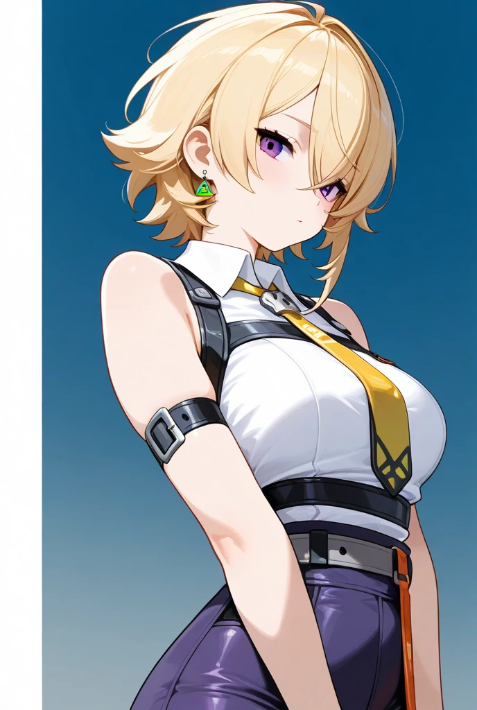 (Twin tails,Short Hair,Yellow Hair),((Big Tits,Girl,Lori)),(Slingshot)White background,Standing posture,Provocative smile