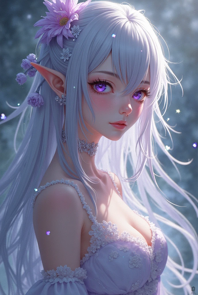 Masterpiece, beste-Qualit, High_Quality, High_resolution, Masterpiece*Wear, Gaps, Colorful, 1girl, 独奏, White_Hair, Prismatic hair, [Pink|Green] eyes, gradient eyes, colorful eyes, glowing eyes, Glowing, glistering, Glowing white particles, Wind elevator, full_body, Serious,