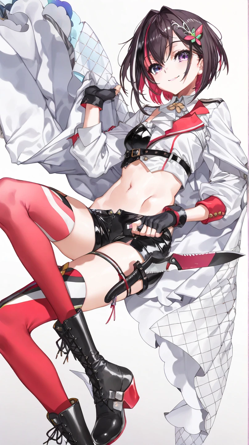 white-purple medium bob Shoulder-length back hair Red Ahoge dark purple and orange eyes like dusk,,,,,,, teats Red mesh, Pubic area,(top-quality、masterpiece:1.3)Slender body type:1.1、White beautiful skin(no-bra) (Small and beautiful hard nipple)A pink-haired Red mesh 1 Ahoge Purple and orange eyes、、(low angles))The areol、cleavage of the breast、(NSFW:1.05) Cat's ears M-shaped legs Huge 1.8 Outer Honey Hair 1 persons childish Has a small 独奏 Woman knight s Armor Blindfold cloth