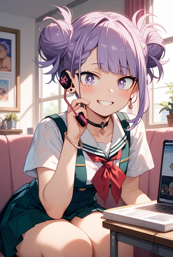 Girl with gaming headset,Holding a high-end tablet ,Delicate skirt,Very good figure,Rabbit ears,furry tail,