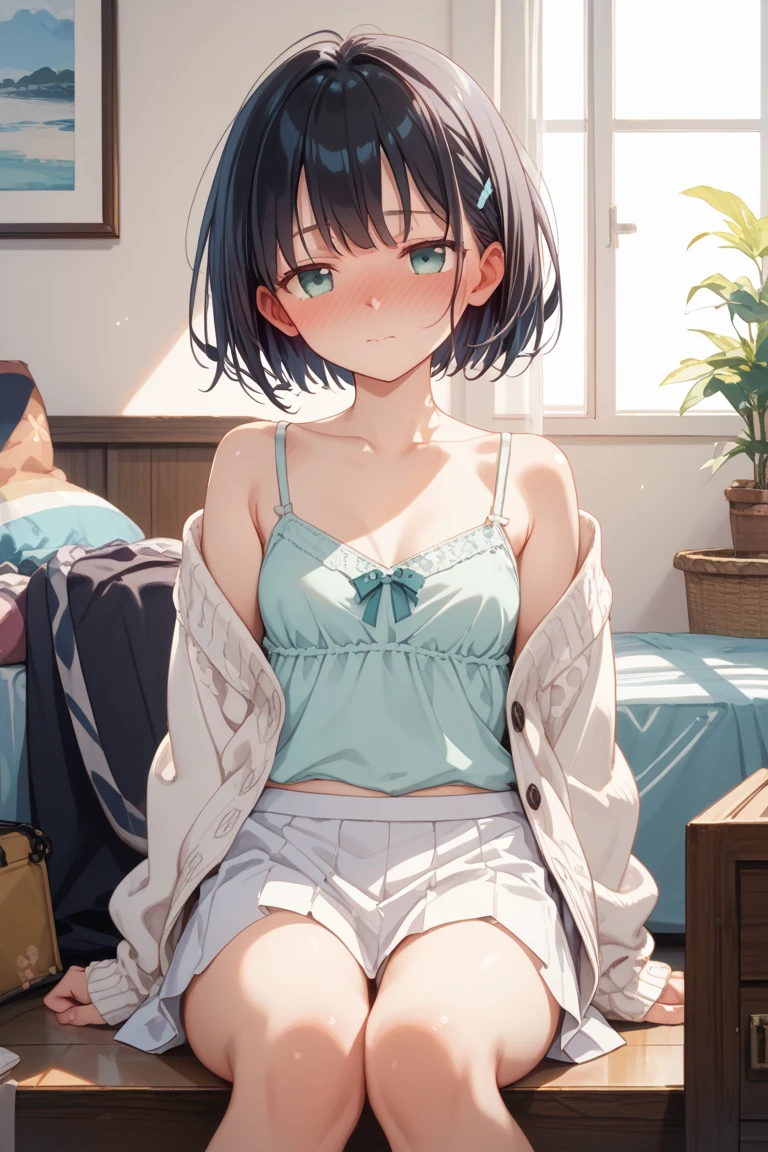 ((Highest quality)), ((masterpiece)), (detailed),Perfect Face,A group of junior high school students taking a photo naked on a bed,