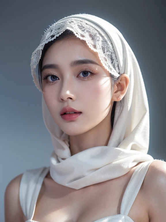 ((SLEEPING BEAUTY)), ((EYES WIDE )), ((OPEN BIG HUGE EYES)), ((FULL LACE)), Very Thin body (Wearing Bra Lingerie), (((HIJAB MALAY GIRL))), masutepiece, High quality, UHD 32K, Realistic face, Realistic skin feeling , A Malay Lady, 8 years old, , Very cute and baby-like face, (((FLAT CHEST))), (MATRIX WORLD), ((look In front  at the camera and SADNESS)), ((())), (((CUTE GIRL))), ((SILVER LIPS)), ((BROWN)), (naked undress). WEAR BRA LINGERIE, purple, lace