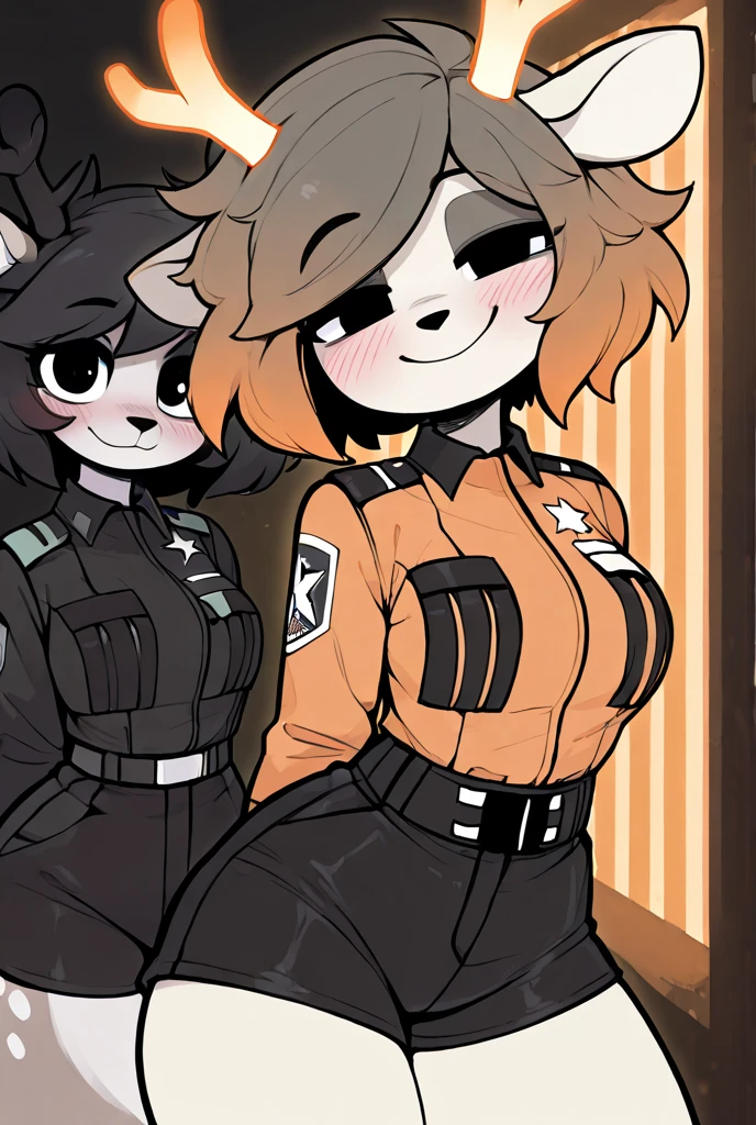 Solo, female, standing, snout, (((by goonie-san, by buta99, by bigcozyorca, by bebebebebe))), short hair, wavy hair, canine, black hair, brown body with black and grey stripes, green eyes, detailed eyes, hands behind back, black spacesuit, big breasts, dramatic lighting, space, spaceship, window