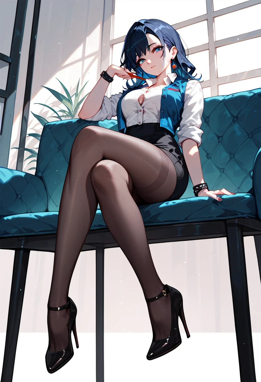 ((1girl, solo)), beautiful body, (perfect anatomy, perfect body, perfect hands, perfect legs), natural proportions, sexy body, large breasts, ((full body, full body front)) BREAK
((extremely detailed face)), (beautiful detailed eyes:1.6), (realistic pupils, realistic iris:1), expressive eyes, looking at viewer, (clear eyes:1.3), (hyperrealistic:1.2), (detailed skin texture:1.2), smooth skin, (black hair:1.3), ((blue eyes)), multicolored hair, two-tone hair, streaked hair, gradient hair, long hair, very long hair, high ponytail, bangs, parted bangs, sidelocks, tassel earrings, hair ornament, hair stick, glasses, semi-rimless eyewear, red-framed eyewear, ((mature female)), ((little smile)), (detailed lips:1.2), (attractive lips:1.1), (glossy lips:1.1), (parted lips), perfect face, perfect eyes BREAK
(masterpiece:1.5), anime-style, top quality, best quality, (beautiful and aesthetic:1.2), (ultra detail:1.5), Ultra-detailed depiction, Ultra-precise depiction, extremely detailed 8k illustration, high resolution, (highly detailed shading:1.2), (realistic lighting:1.4), perfect lighting, vibrant colors, dynamic tones, striking hues, 8k, absurd resolution, perfect shadows, hdr, UHD, ambient lighting, realistic, ultra-realistic, photo realistic, highly detailed, rich detail, luminous colors, fine texture, intricate design, professional illustration, (soft light:1.2), (illustration:0.7)