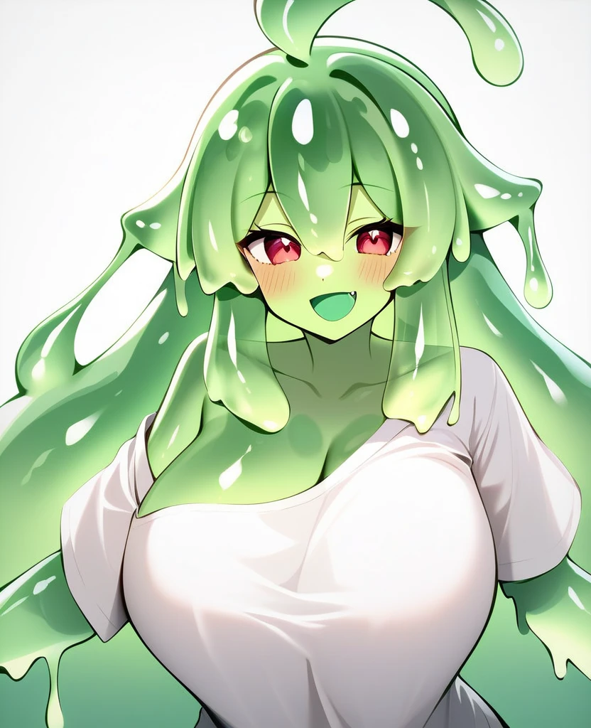score_9, score_8_up, score_7_up, score_6_up, score_5_up, score_4_up, (source_anime), <lora:[GP] Bongfill Style [Pony XL]:1.0> huge breasts, 
upper body, slime girl, torn clothes, looking at viewer, grabbing own breast, pointing at self,