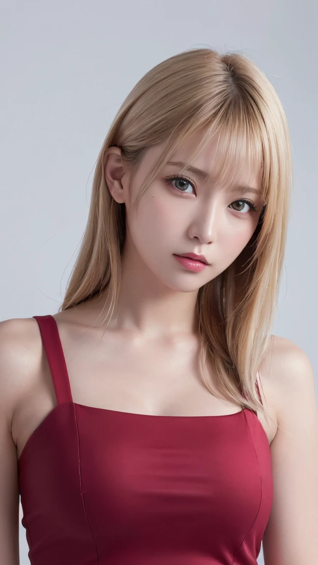 (Highly detailed body、Highly detailed face、Highest quality:1.2)、woman、blonde、big 、Breasts protruding from the swimsuit、Colored contact lenses、Tears Kuroko、Sexy Swimwear、can&#39;I can&#39;t see my hands、4K,J Cup、Muscular body、Ocean岸、Ocean、Upper Body