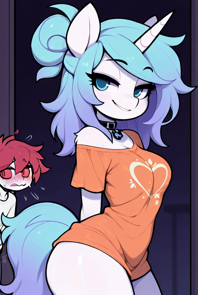 Big-tailed wolf,blue color eyes,Pink hair,nude,Fluffy, female