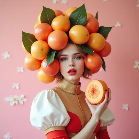 戴水果头饰的女孩写真