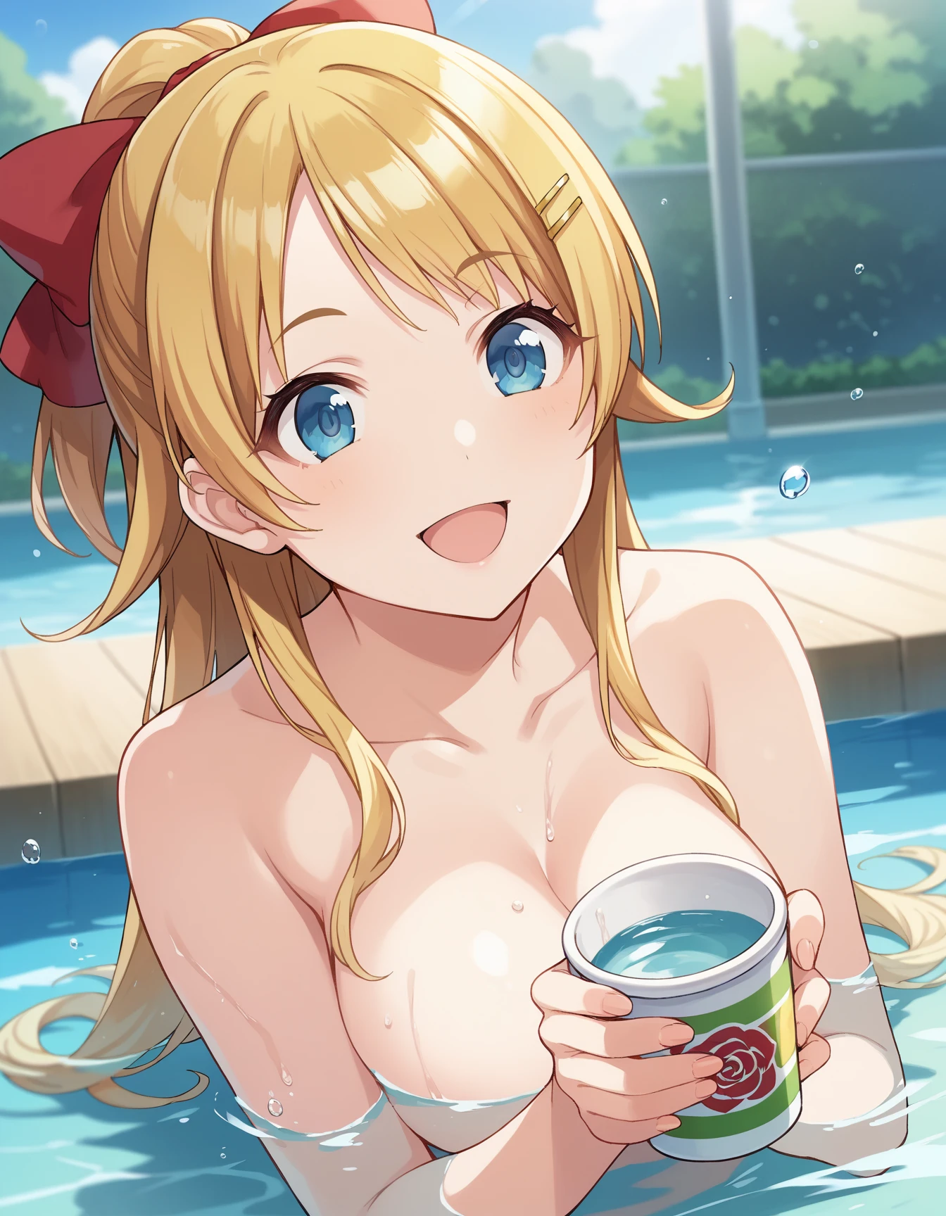 cute little、Asuna、Sword Art Online、(Micro Bikini:1.3)、cleavage of the breast、Teleface、Cowboy Shot、perspiring、resort hotel