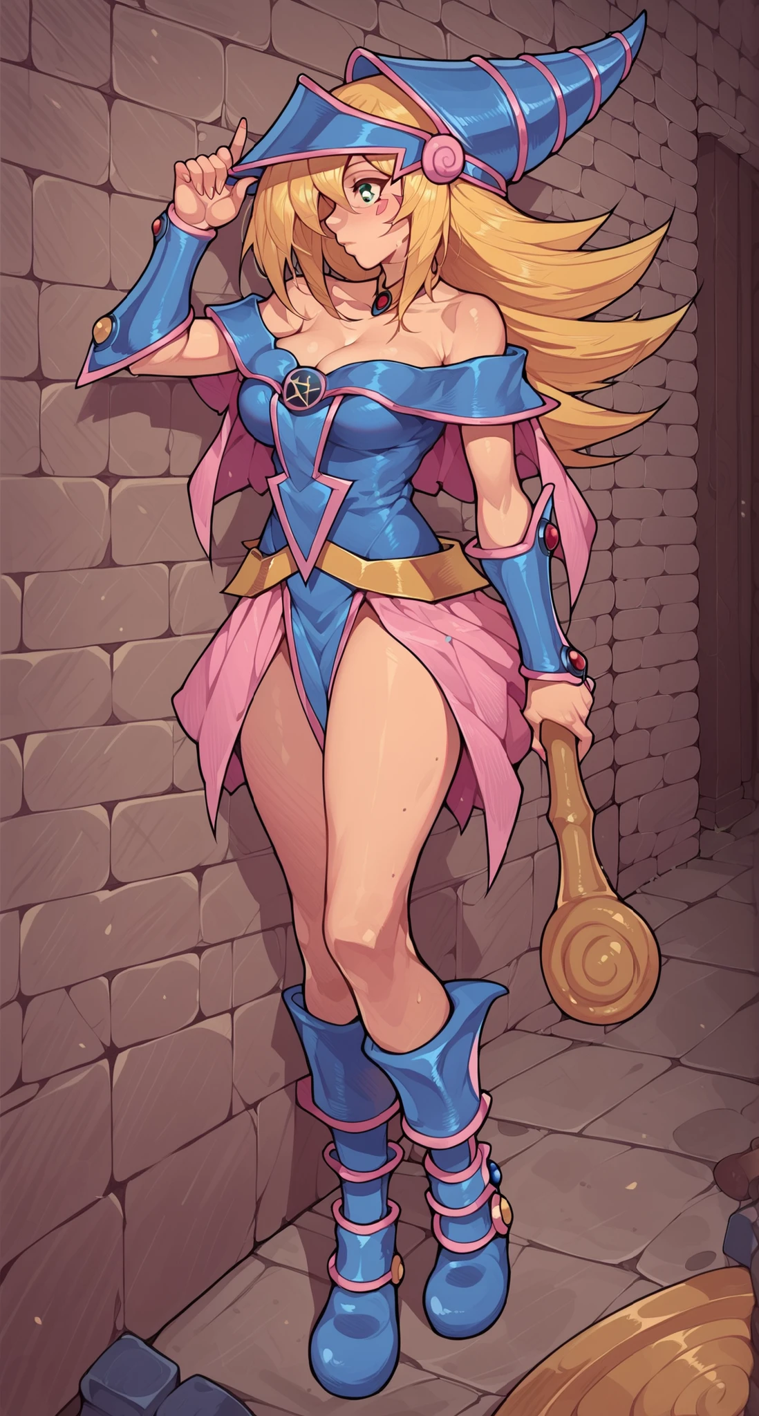 (cowboy shot), sfw, (masterpiece), (best quality:1.0), (ultra highres:1.0), detailed eyes,
BREAK
Charmcaster, 1girl, pink eyes, low ponytail, wispy bangs, hands on hips
mage_glam, pouch belt, witch hat, midriff
BREAK
(castle, outdoors, gorgeous view)