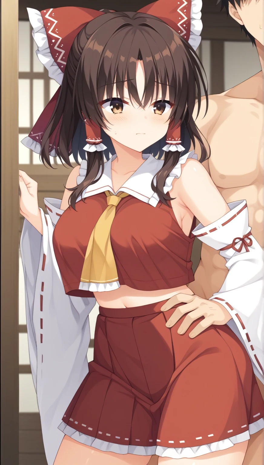 night,Outdoor,Girl,Red eyes,Long twin tails,Brown Hair,Eyebrows visible through hair,(Flat Chest),Blue yukata,Cleavage,Nipples,orgasm,in heat,upper body,intercourse with a man,boy,boy face on breast, {{{suck nipple, lick nipple}}}, tongue touch nipple, orgasm,