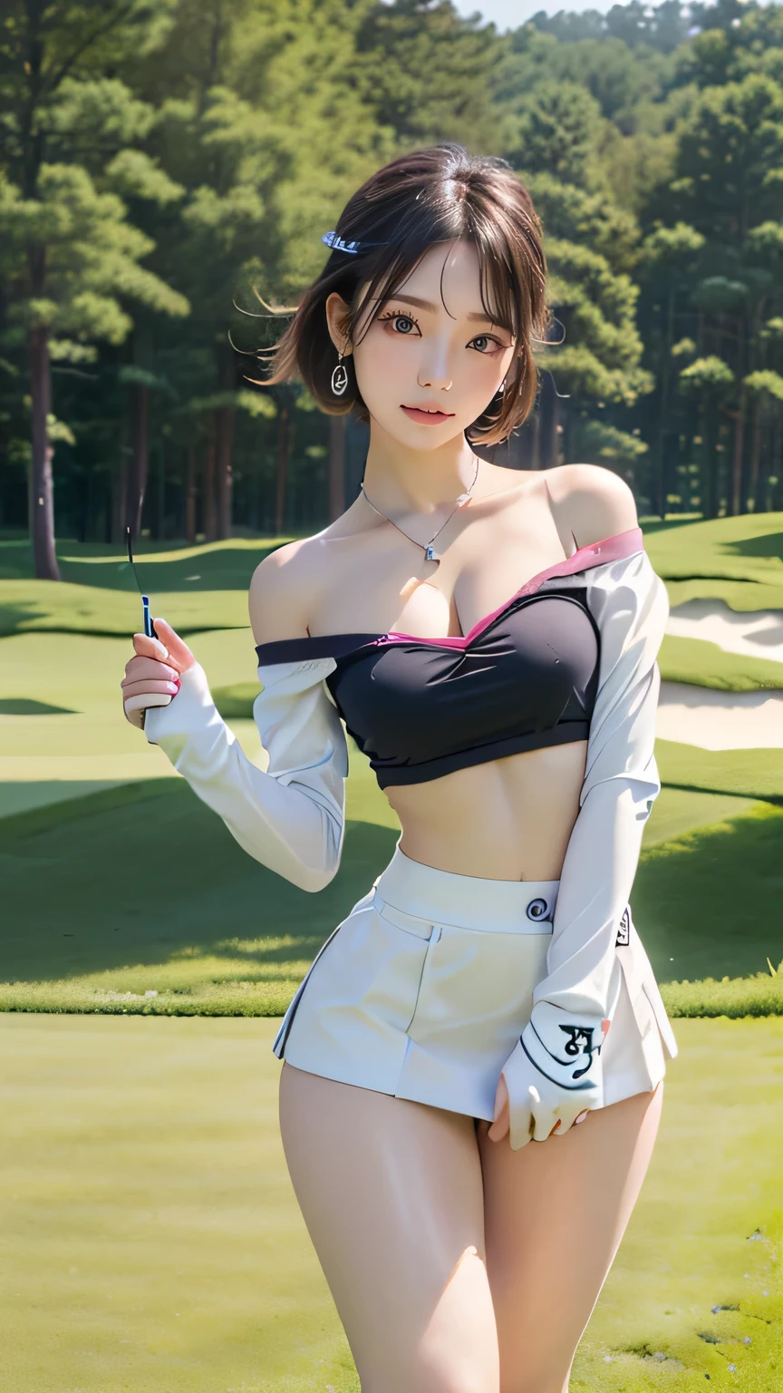 1girl solo, beautiful, (8K, Raw photo, Best Quality:1.2), (Realistic, Photorealsitic:1.37), Ultra-detailed, professional golf player, pale white skin, shiny skin, wet skin, pony tail hair, big boobs, deep cleavage, nipple poke, booty, deep camel toe, long legs,wet body, sweating, wet hair, (wet and.soaked hin white bra top, wet and soaked pale pink super mini skirt, white thong, white sneakers), (Detailed beautiful face), (Detailed realistic skin), concentrating, confident, playing golf game, close up on face, masterpiece, Kneeling on one leg, camel toe,
(8K, Best Quality, masutepiece:1.2), ( Photorealsitic:1.37), Ultra-detailed,Best Quality, high resolution, Professional Lighting,Physically-based rendering, vivid lighting, dynamic shot, Golf Competition Venue,depth of fields, Sharp Focus,