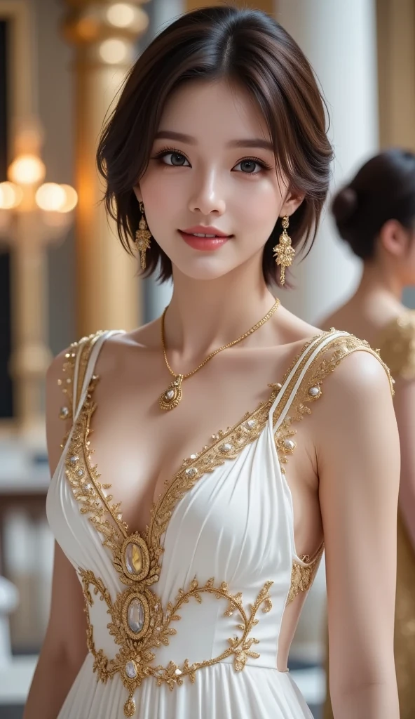 araffe woman in a white dress posing for a picture, wearing a cute white dress, curvy model, dressed in a beautiful white, wearing a wet white short dress, curvy hourglass figure, sexy dress, wearing white dress, thicc, beautiful full body shot, soft curvy shape, a beautiful woman in white, in a dress, bbw、araffe woman in a white dress posing for a picture, wearing a cute white dress, curvy model, dressed in a beautiful white, wearing a wet white short dress, curvy hourglass figure, sexy dress, wearing white dress, thicc, beautiful full body shot, soft curvy shape, a beautiful woman in white, in a dress, Mature Woman, Looking at the audience, Attractive breasts,Sensual curves、bubble、Full Body Shot,Nightgown, Charming smile, Thick lips, plump lips, blush, Looking at the audience, Provocative expression, Beautiful Hairstyles, Cleavage, plump、Curvy Hips、Attractive face、Mischievous face、Sexy Lingerie、An inviting gaze、Expressing emotions、colored feather, Money Decoration, particle, Light, (masterpiece, highest quality, highest quality, Official Art, beautifully、aesthetic:1.2), (1 girl:1.3), Very detailed,(Fractal Art:1.1),(colorful:1.1)(Flowers:1.3),Most detailed, (Dynamic pose), (Shiny skin), (Many colors :1.4), ,(Earrings:1.4), (feather:1.4),masterpiece,Mr.々Hair style,Money Headband,Tulle covers the chest,Perfect balance, Detailed details of the garment,marble,cinematicLighting, Film Grain, contrast of Light and dark,High detail,(((Gorgeous Accessories))))、Openwork decoration,(((See-through dress)))、(((Anatomically correct body))) ,1 girl, (High resolution), (8k), (Very detailed), Perfect Face, Beautiful eyes and face, (((highest quality))), (Very detailed), Detailed face and eyes, Beautiful Eyes,(((Sexy pose))),Beautiful Eyes、Transparent double eyelids、(((Super gorgeous background)))、Bright Eyes,Money,diamond,gem,Body Chain,Luxury Accessories,beautifully、aesthetic,flower、(((Super gorgeous background)))、Bright Eyes