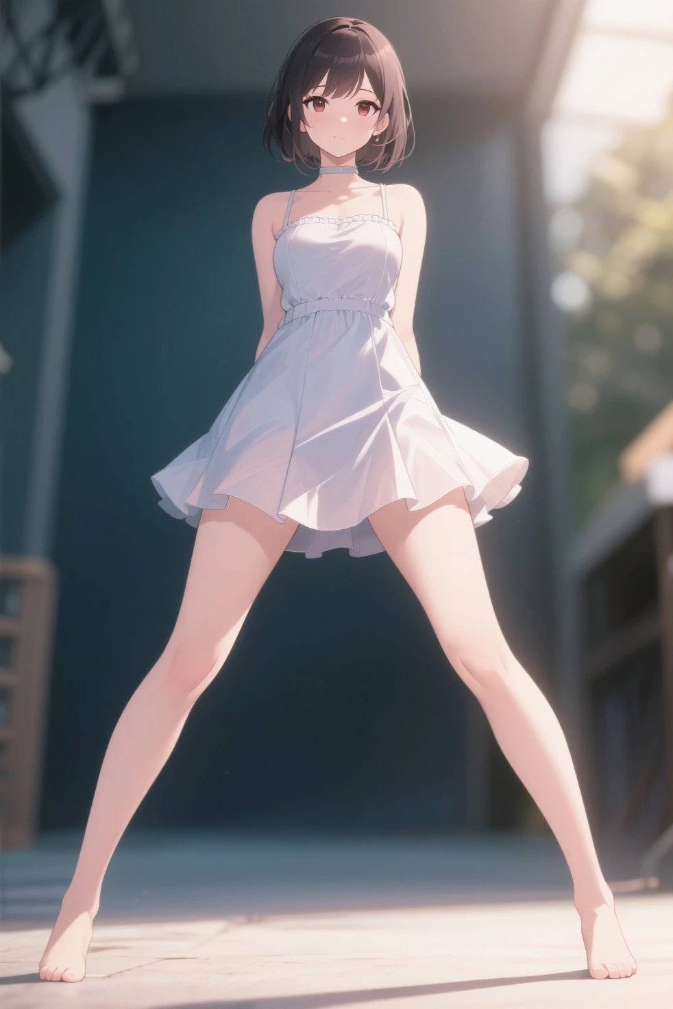 Masterpiece, Best Quality, (joying_Inside out, yellow skin, ), Happy, wet transparent mini green dress, Pixar, cartoony, 3D Rendering, little chest, sexy expression, flirty, bare footed, view between legs, panty, showing panties, panties visible, ((Masterpiece)),((Best Quality)),, Sunlight, (half closed eyes:0.4), (parted lips:1.4), (nose blush:1.2), slight smile, breasts visible, Showing breasts, sperm, detailed cum, detailed between legs, décolleté, Jerking off, masturbating, butt POV, turned back to the viewer