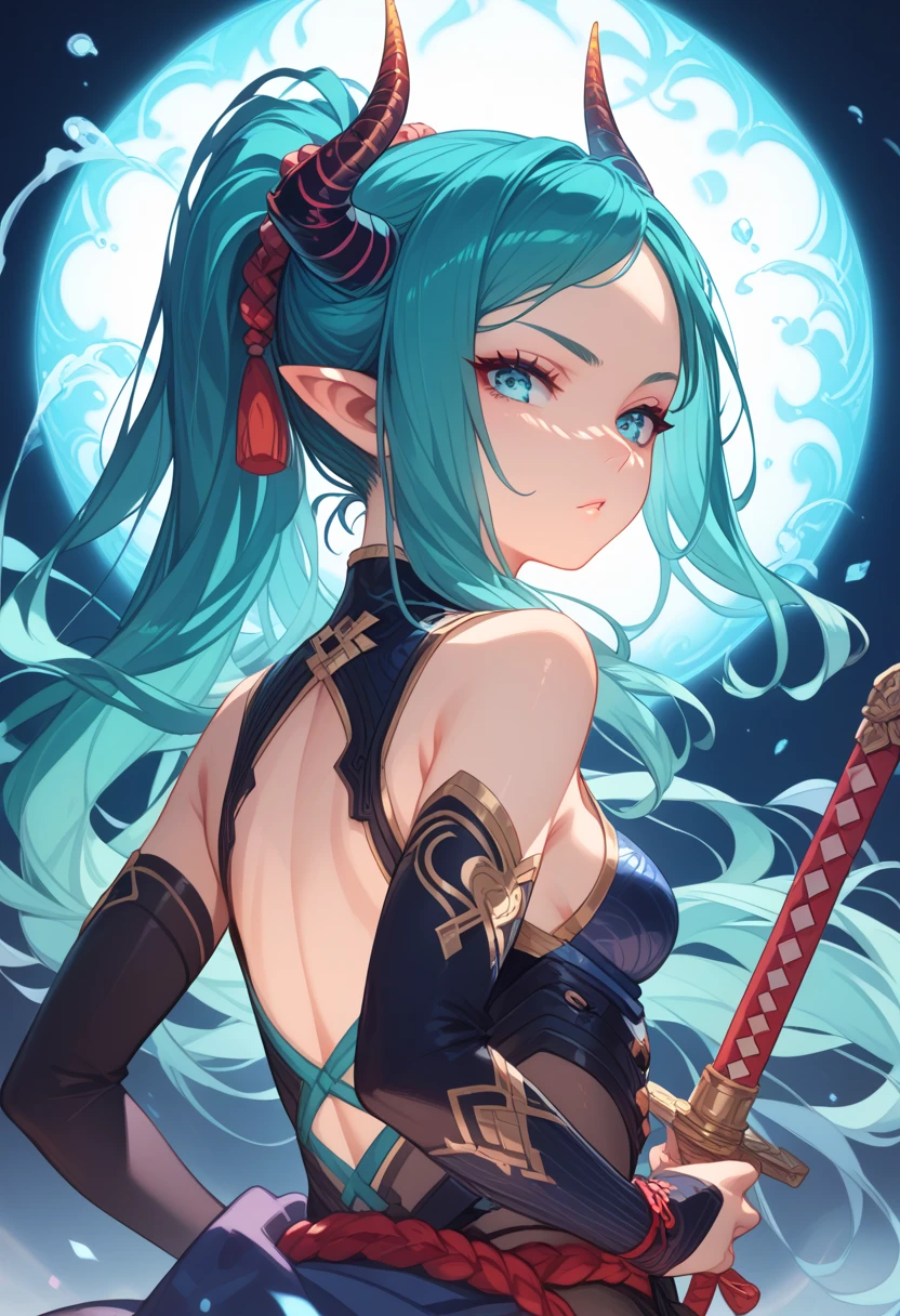 a close up of a person holding a sword on a stage, shadowverse style, anime fantasy artwork, 2. 5 d cgi anime fantasy artwork, anime epic artwork, anime fantasy illustration, shadowverse, cushart krenz key art feminine, beautiful fantasy anime, league of legend illustration, magical fantasy 2 d concept art, league of legends concept art, fantasy game art