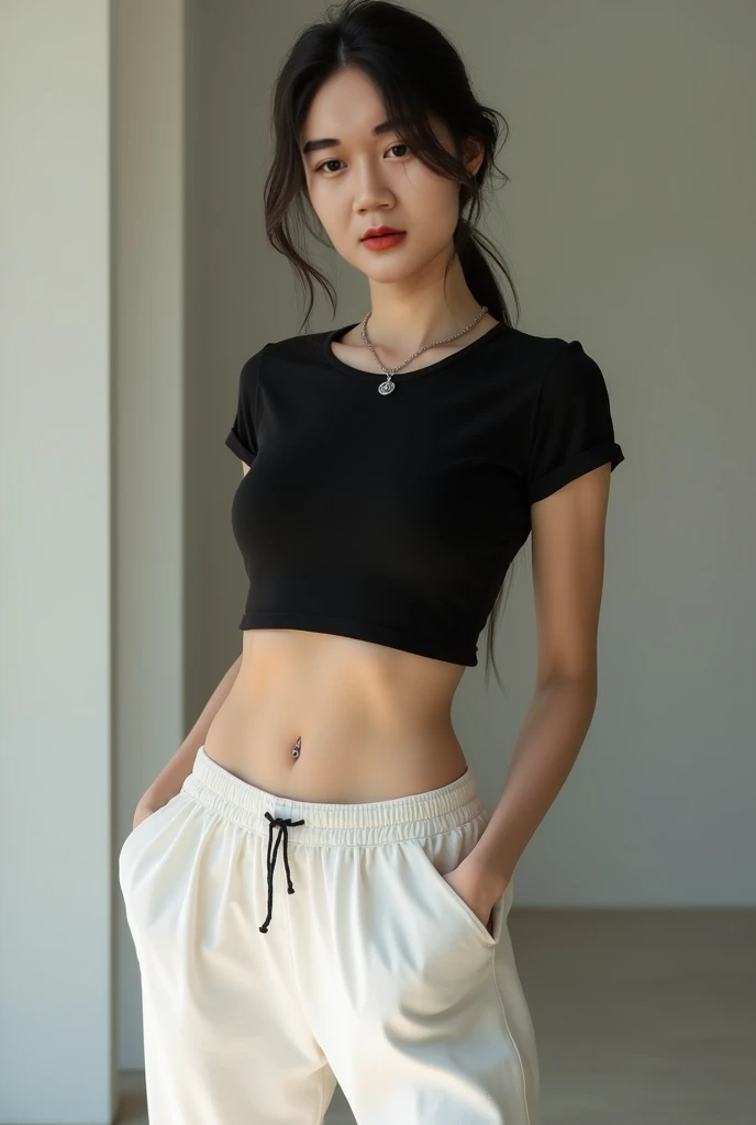 number, Ray Tracing, Radio City, Anisotropic filtration, 16,000, best quality, 1 woman, alone, mature,  beautiful young woman, shorts (((Tight tank top, blazer, pants))) , Gradient long hair, laugh、sunset ,((big breasts)) (((Office wall))) , Court shoes