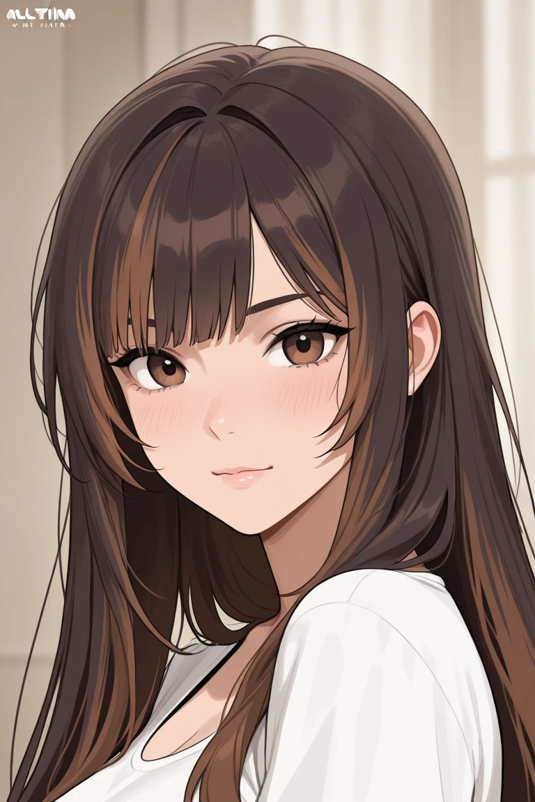 Caucasian girl with dark brown curly hair,
