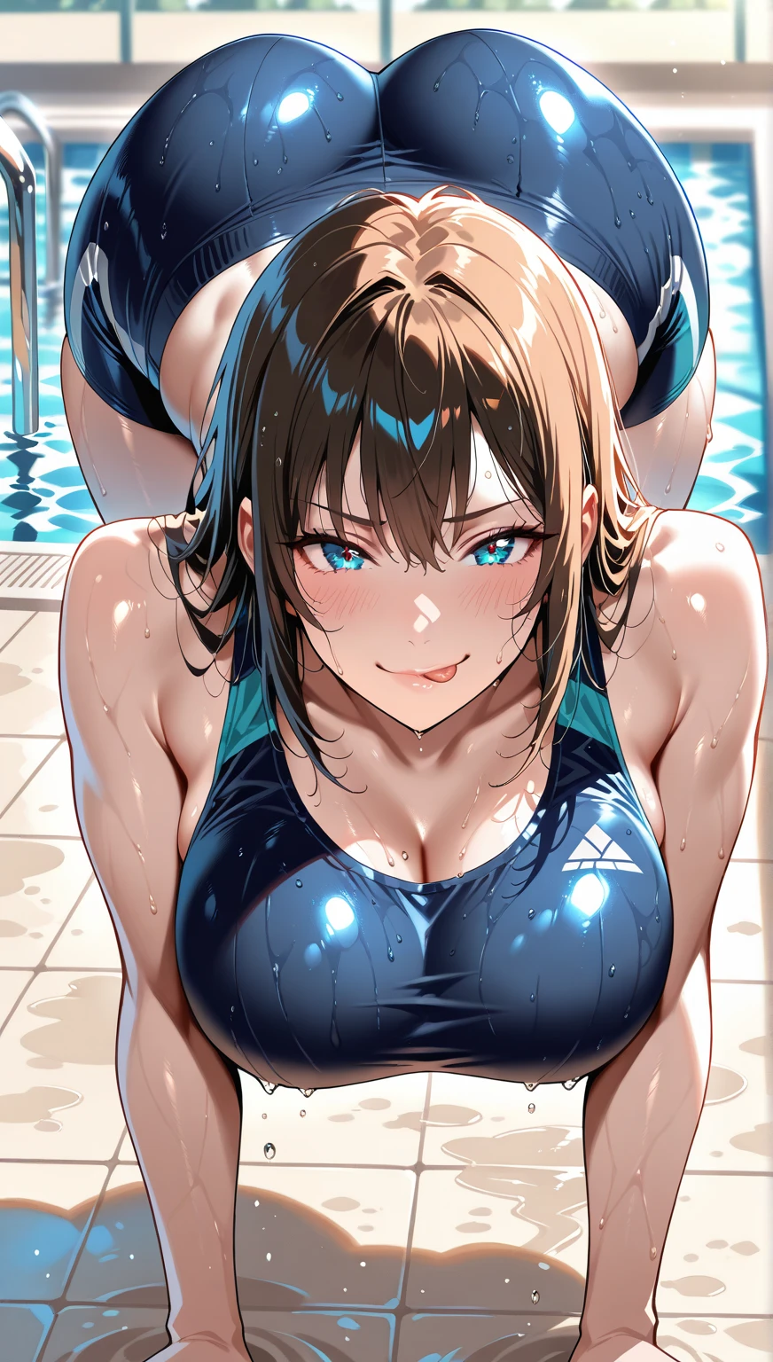(((masterpiece))), two-dimensional, best quality, illustration, (((pixel-perfect, detail-perfect))), ((ultra-detailed)), (illustration), ((an extremely delicate and beautiful)), perfect body, solo, 1girl, Alone, ((sagisawa_fumika)), idolmaster_cinderella_girls, huge breasts, beady eyes, ((deepblue_eye)), hairband, ((black_hair)), (((straight_hair))), (((medium_hair))), (wearing swimsuit:1.5), ((happy girl)),