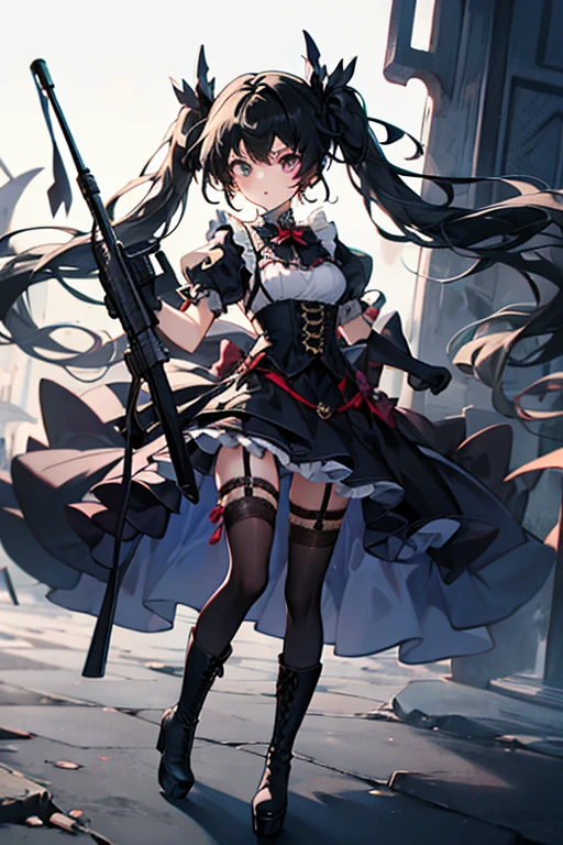 ((best quality)), ((masterpiece)), (detailed), 1girl, off-shoulder, blank white background, plain background, white background, red and white clothing, Bloodborne inspired, occult aesthetic, occult, detailed and intricate steampunk and detailed gothic, NSFW, Very dramatic and cinematic lighting, cosmic horror, grim-dark, side-lighting, perfect face, NSFW, Fluttering lace flared long knee length dress with frilly petticoats, knee length dress, pleated petticoats, lolita dress, petticoats gothic lolita, complex lace boots, side-lighting, gothic lolita aesthetic, wielding a mighty sword with mechanical components, carbine, NSFW, beautiful small breasts, small breasts, full body, whole body, body, plain background, white background, blank background, no background, white background NSFW, full body, whole body, head-to-toe NSFW