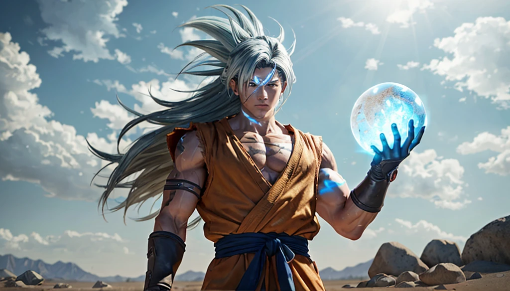 goku modelshoot style, nvinkpunk, mdjrny-v4 style, dreamlikeart, snthwve style