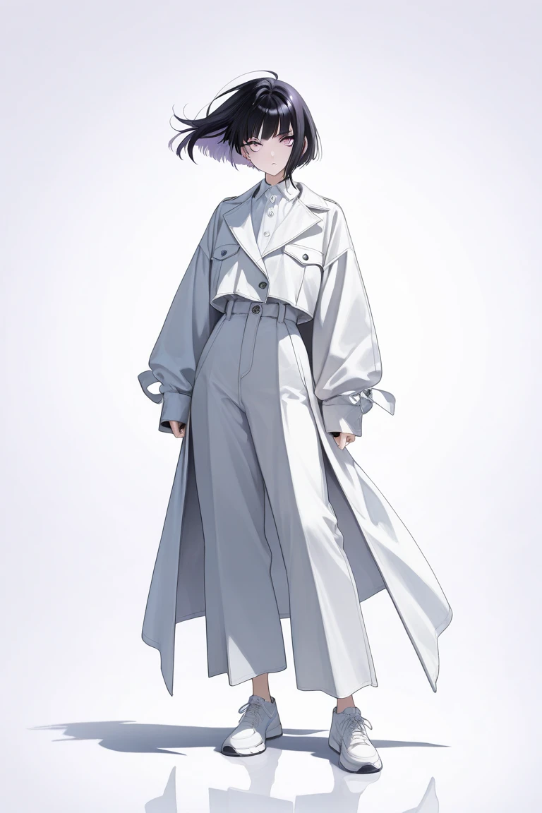 A old woman, brown hair and blue eyes, short hairstylist, white suit, street, night, use katana, badass, glare