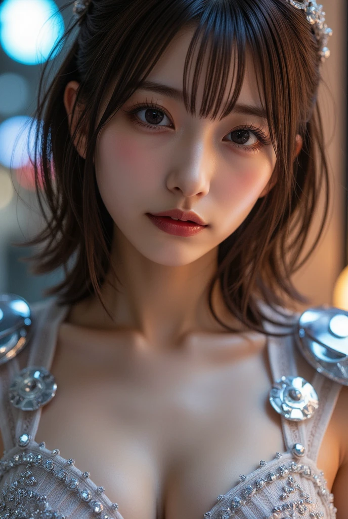 8k, Ultra-high resolution, Highest quality, masterpiece, 三分割法によるphotograph,Surreal, photograph, 1 , (:1.3), cute, cute顔, No makeup、細部までBeautiful Eyes, 細かくdetailedに,masterpiece,One Girl:1.2,Japanese women,Upper Body,Brown short hair,ahoge,shaggy cut、Disheveled Hair、Messy Hair、身分証明書のphotograph,((Humanoid Android)),(Underwear:1.3),cyber punk,Peculiar,Medical Treatment Room,(Beautiful attention to detail),微妙なdetailed, detailedな顔,anger,Attractive eyes,(ポートレートphotograph:1.4),(Photorealistic images:1.4),Fantasy art,(Beautiful Face:1.4),美しくAttractive eyes、Beautiful Eyes,Silver residue,(Tight waist:1.4)、(Beautiful with perfect body proportions:1.4),Pink Lips,profile,(((Ideal body type))),Small breasts :2,、Portraiture:2、Perfect Anatomy、鮮明なdetailed、detailed,Fashion magazine cover,Thin lips,完璧でBeautiful Face ,完璧でcute顔, Skin with attention to detail, Perfect limbs、Tight waist,Surreal,Light and shadow,Spotlight
