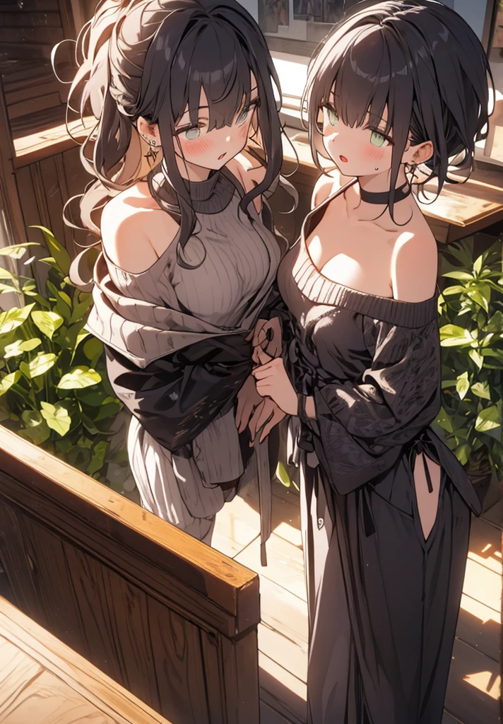 Anime style, better quality possible, they are friends, 3 young japan women, gothic style, eating pizza and drinking soda in garden picnic at night, heavy metal costume, they use black bra and skirt black, they are sit, smile, talking, add moon and owl