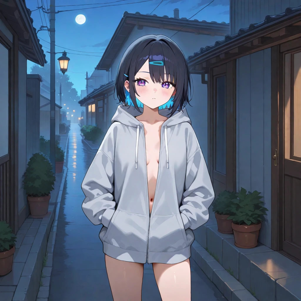 (masutepiece, Best Quality), Intricate details,
1girl in, Suzukaze Aoba, Naked and wearing a transparent raincoat